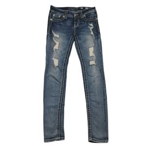 Miss Me Women's 25 Standard Skinny Stretch Distressed Embellished Jeans(28x30)